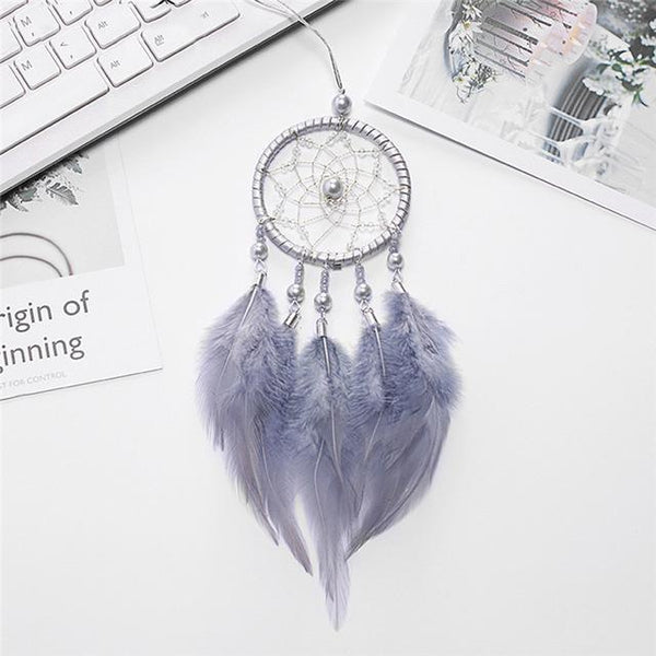 Car Ornament Handmade Indian Dream Catcher Net with Feathers Wind Chimes Wall Hanging Dreamcatcher Craft Gift Home Decoration
