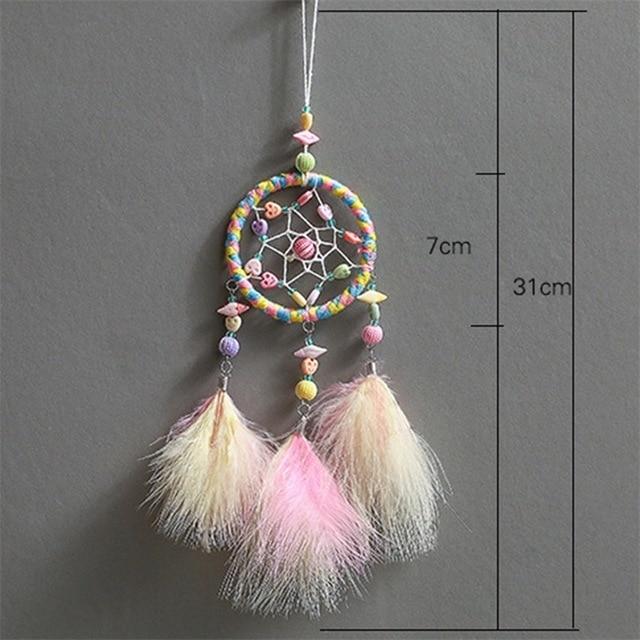 Car Ornament Handmade Indian Dream Catcher Net with Feathers Wind Chimes Wall Hanging Dreamcatcher Craft Gift Home Decoration