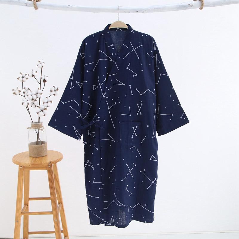 Summer New thin Robe Loose men Japanese Style bathrobe 100% cotton double deck gauze Sleepwear Sleeprobe home Wear Leisure wear