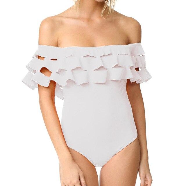 Ruffle Swimsuit Women 2019 One Piece Swimwear Female One-Piece Suits Bathing Suit Padded May Beachwear Swimming Suit For Women