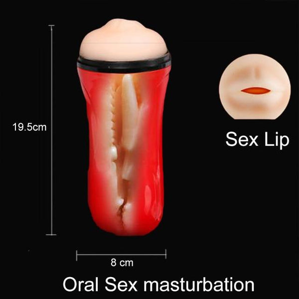 Dual Channel Vagina Anal Masturbation Cup Vagina Real Pussy Penis Pump Blowjob Vibrator Male Mastrubator for Man Sex Erotic Toys