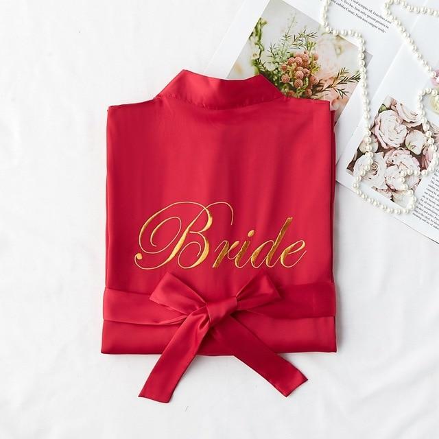 Women Rayon Embroidery Bride Bridesmaid Kimono Bathrobe Dress Sexy Mini Sleep Nightshirt Sleepwear Wedding Robes