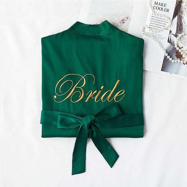 Women Rayon Embroidery Bride Bridesmaid Kimono Bathrobe Dress Sexy Mini Sleep Nightshirt Sleepwear Wedding Robes