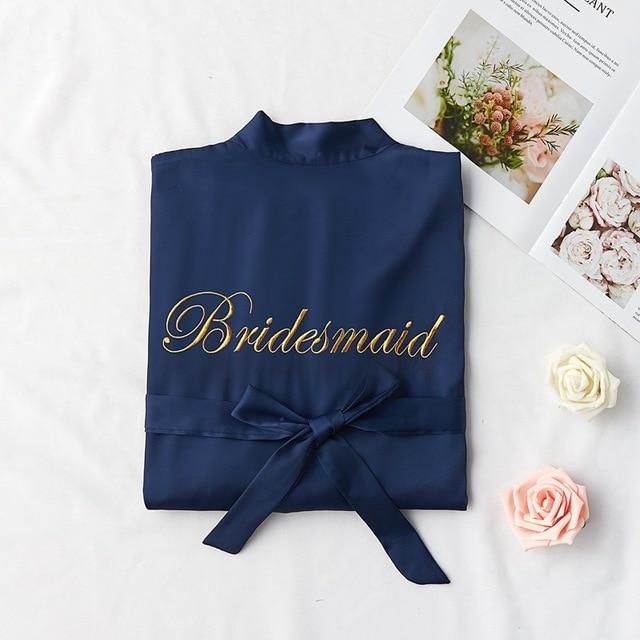 Women Rayon Embroidery Bride Bridesmaid Kimono Bathrobe Dress Sexy Mini Sleep Nightshirt Sleepwear Wedding Robes