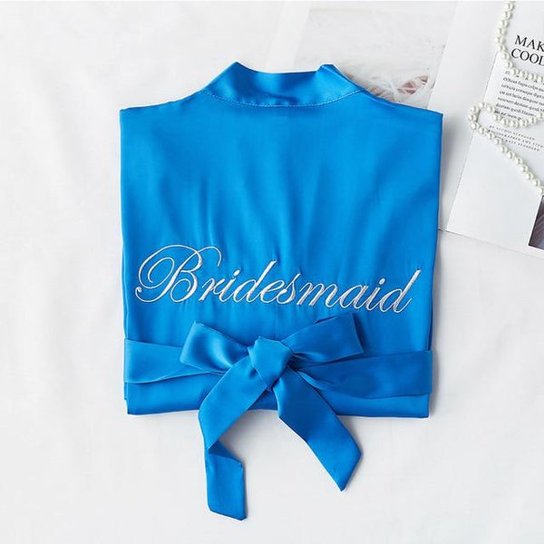 Women Rayon Embroidery Bride Bridesmaid Kimono Bathrobe Dress Sexy Mini Sleep Nightshirt Sleepwear Wedding Robes