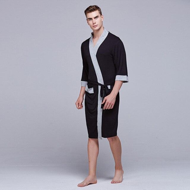 Spring Summer Men's Cotton Robe Home Clothes Sleeping Robe For Men Cotton Dressing Gown Bathrobe Men Solid Color