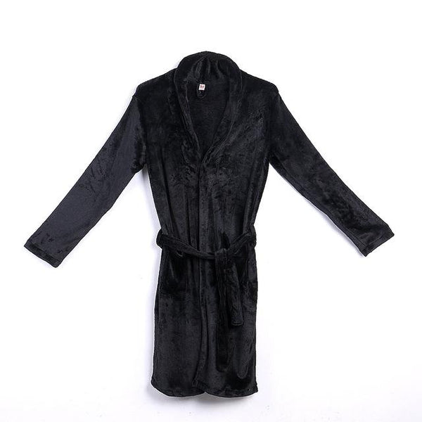 Winter Men's Winter Warm Robes Thick Lengthened Plush Shawl Bathrobe Kimono Home Clothes Long Sleeved Robe Coat peignoir homme
