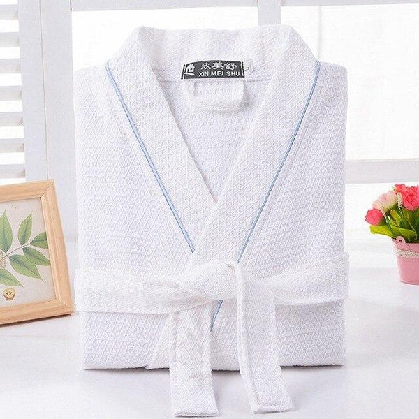 Waffle Bathrobe Men Summer 100% Cotton Robe Sleepwear Long Sleeve Brides Bathrobe Kimono Man Casual Home Clothing Pijamas