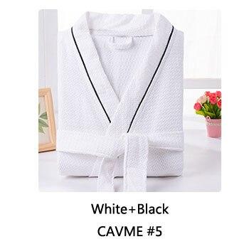 CAVME 2019 Summer Waffle Bathrobe Cotton Kimono Hotel Robe for Women Family Men's Sleepwear Hooded Nightgown V-Neck Plus Size