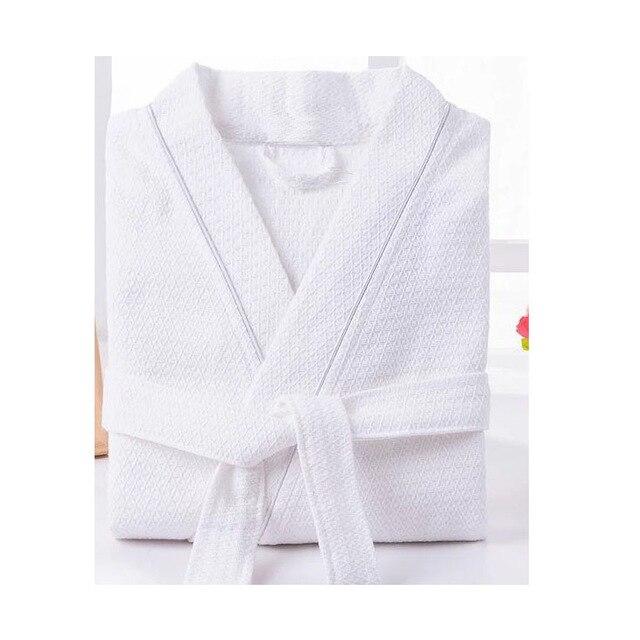 CAVME 2019 Summer Waffle Bathrobe Cotton Kimono Hotel Robe for Women Family Men's Sleepwear Hooded Nightgown V-Neck Plus Size