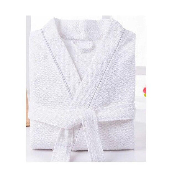 CAVME 2019 Summer Waffle Bathrobe Cotton Kimono Hotel Robe for Women Family Men's Sleepwear Hooded Nightgown V-Neck Plus Size