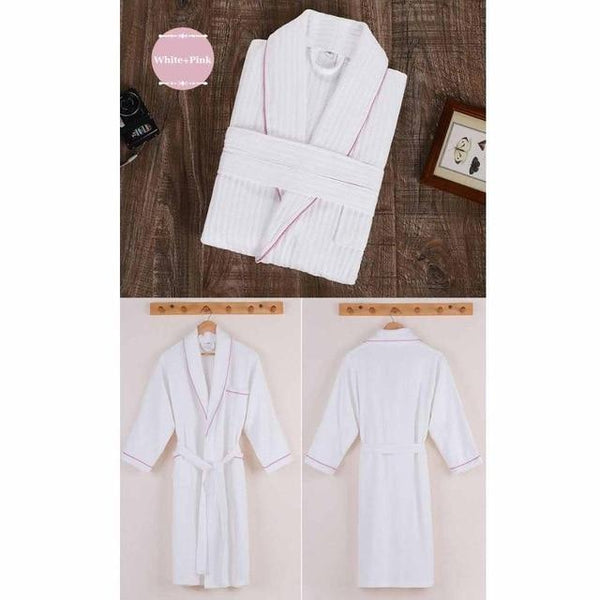 CAVME 2019 Summer Waffle Bathrobe Cotton Kimono Hotel Robe for Women Family Men's Sleepwear Hooded Nightgown V-Neck Plus Size
