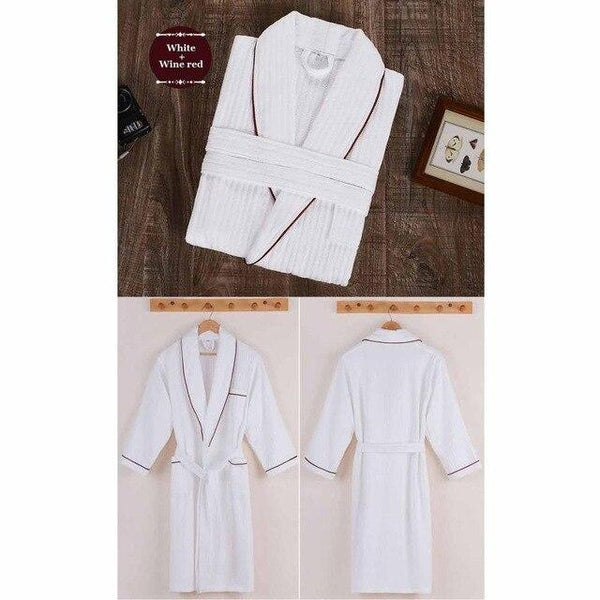 CAVME 2019 Summer Waffle Bathrobe Cotton Kimono Hotel Robe for Women Family Men's Sleepwear Hooded Nightgown V-Neck Plus Size
