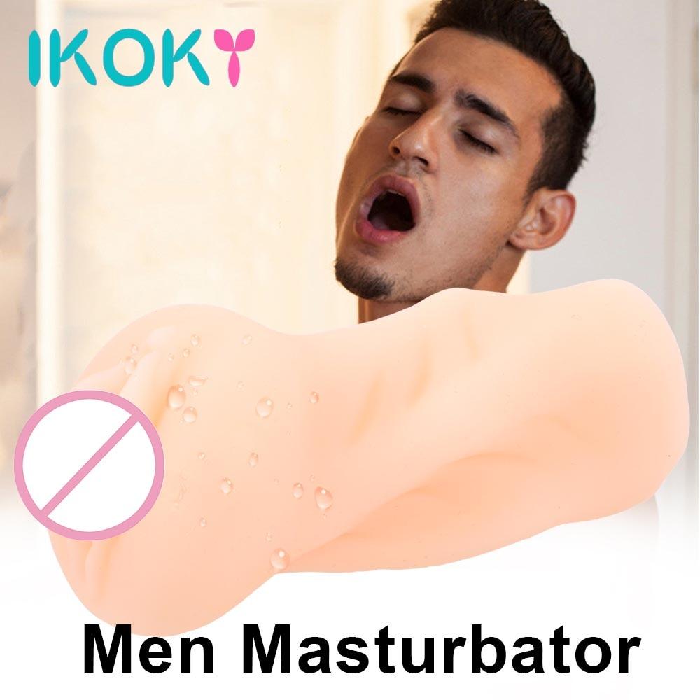 IKOKY Real Pussy Realistic Vagina No Vibrator Oral Sex Male Masturbation Aircraft Cup Sex Toys for Men Artificial Vagina