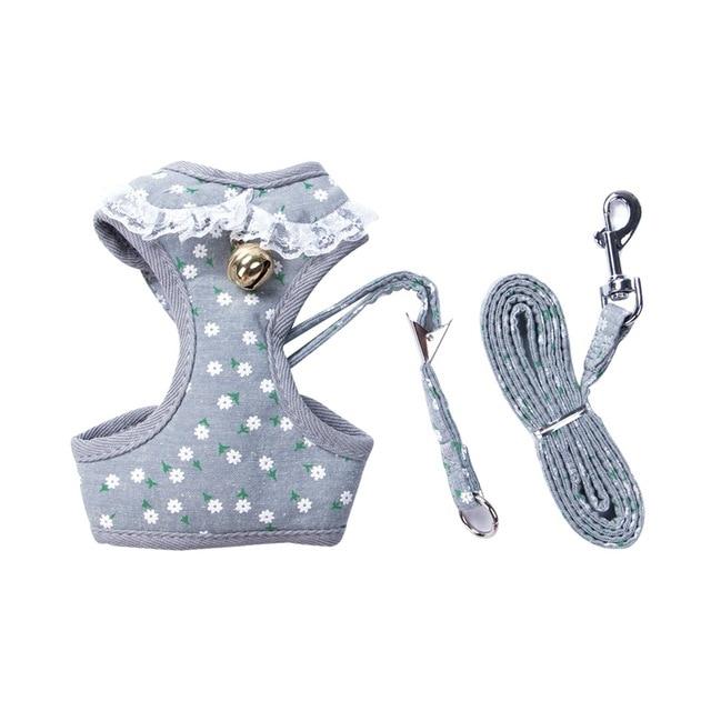 Soft Mesh Lace Small Dog Harness Step-in Puppy Harness Leash Set Pet Jacket Vest