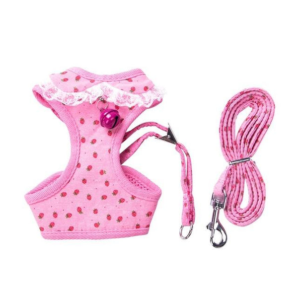 Soft Mesh Lace Small Dog Harness Step-in Puppy Harness Leash Set Pet Jacket Vest