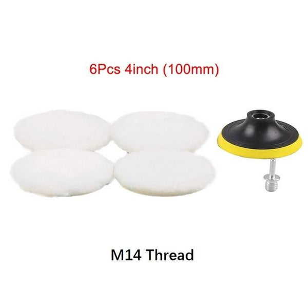 SPTA Polisher/Buffer Soft Wool Bonnet & Pad With Hook & Loop And 5/8"-11 Drill Adapter For Car Polisher Polishing/Buffing