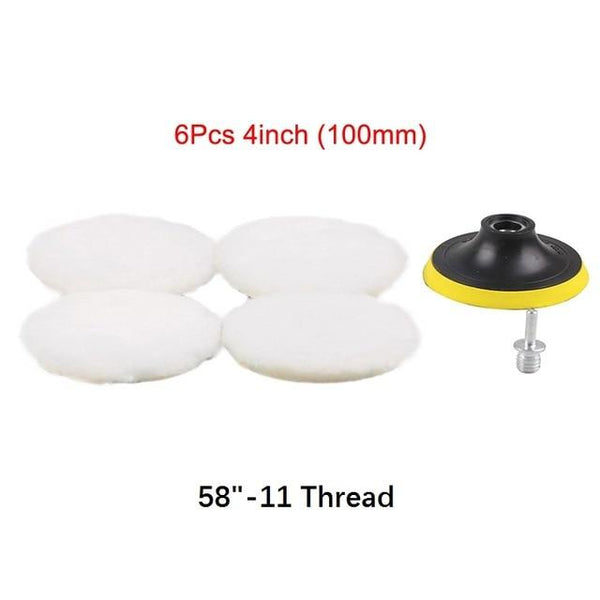 SPTA Polisher/Buffer Soft Wool Bonnet & Pad With Hook & Loop And 5/8"-11 Drill Adapter For Car Polisher Polishing/Buffing