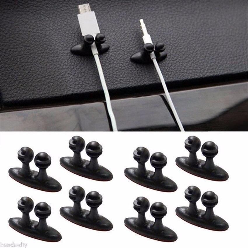 8PCS Mini Adhesive Car Charger Line Clasp Clamp Headphone/USB Cable Car Clip Automobile Interior Accessories Free Shipping