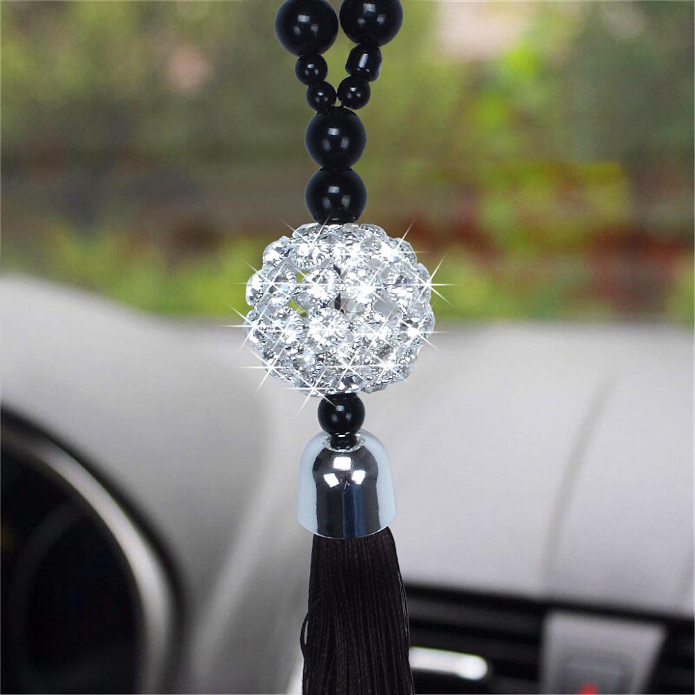 Car Pendant Rearview Mirror Hanging Ornament Buddha Beads Replica Crystal Ball Lucky Charm Pendant Hangings Auto Interior