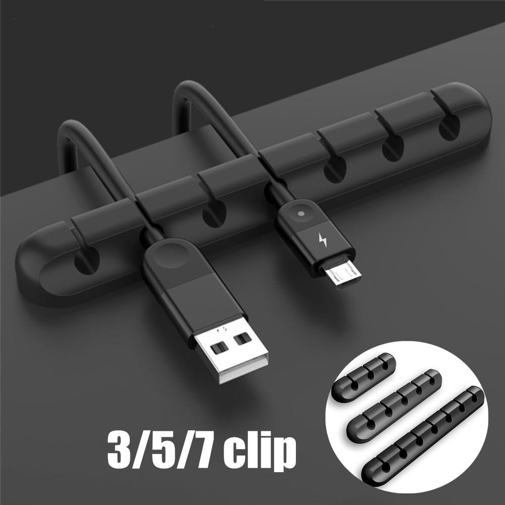Car SB Cable Holder Silicone Cable Organizer Flexible Cable Winder Management Clips Holder For Mouse Keyboard Earphone Headset