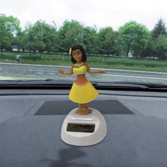 Solar Dancing Hawaii girl Hula Shaking Head Toy Auto Interior Decompression Dashboard Decoration Car Ornaments Car Accessories 4