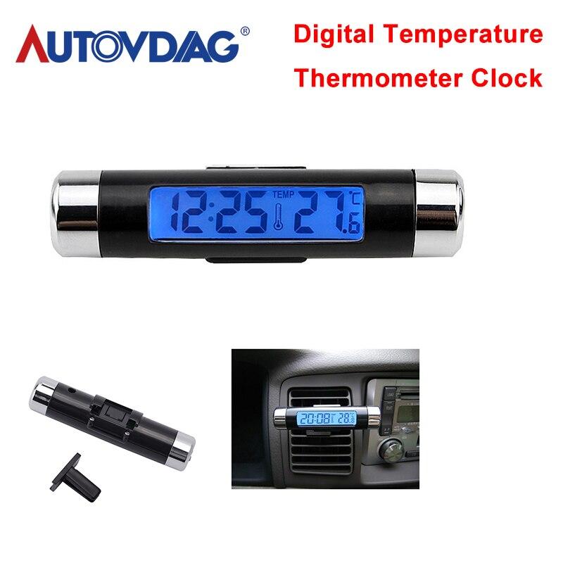 OBD2 Car accessories 2 in 1 Digital Temperature Thermometer Clock Car Auto LCD Clip-on Calendar Automotive Blue Backlight Clock