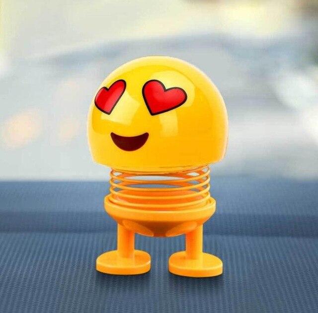 New Car Ornaments Smiley Shaking Head Dolls Cute Cartoon Funny Emoji Wobble Head Robot Lovely Car Dashboard Decor Auto