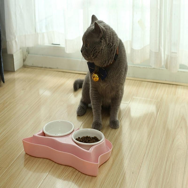 Pet Cat Ceramic Pet Bowl Plastic Frame Anti-skid Protectio cervical Food Water Dogs Cats Dishes Bowls Pet Supplies Accessorie