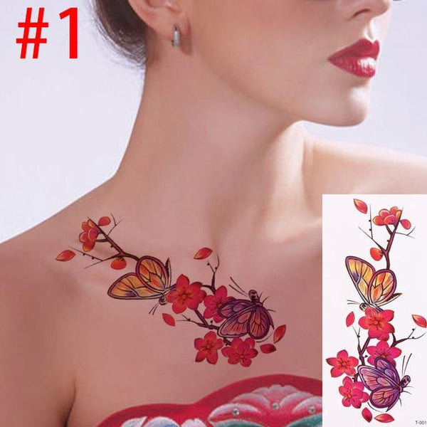 1PC New Women Removable Women Lady 3D Rose Flowers Waterproof Temporary Tattoo Stickers Beauty Body Art Easy Wear And Easy Clean