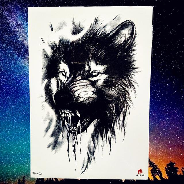 REJASKI Roar Wolf Moon Howl Forest Temporary Tattoo Sticker Arm Waterproof Tattoos Body Art Men Black Fake Tatoo