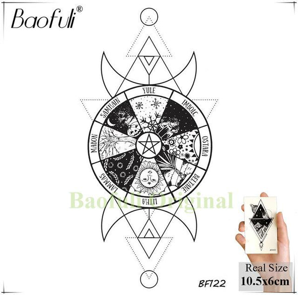 Galaxy Planets Mountain Men Temporary Tattoo Geometry King Lion Deer Waterproof Fake Tatoos Body Art Arms Legs Tattoo Stickers