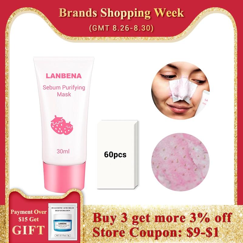 LANBENA Strawberry Blackhead Remover Nose Mask Mud Pore Strip Black Mask Peel off Mask Acne Treatment Nose Peel Mask Skin Care