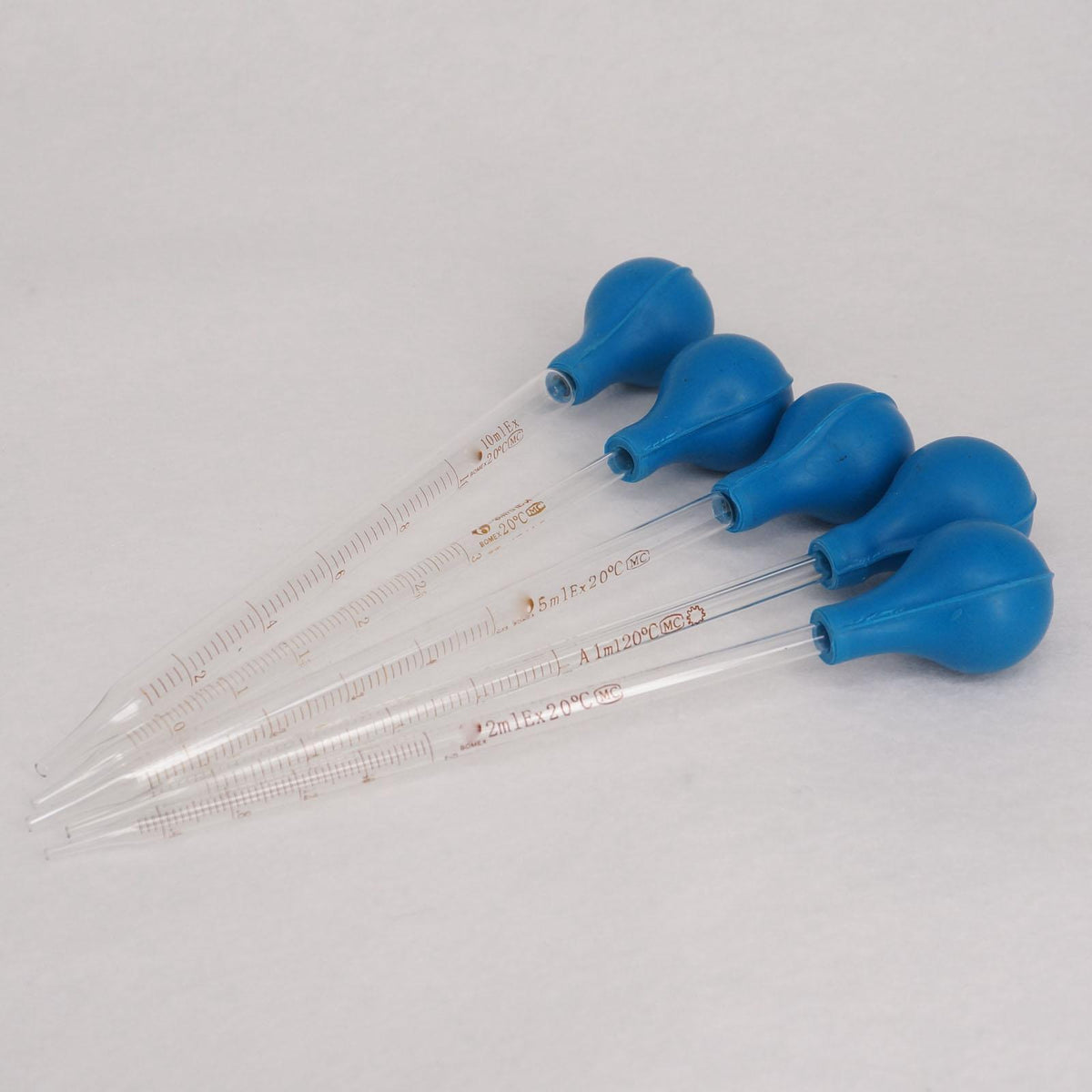 1-10ml Glass Graduated Pipette with Rubber Bulb Lab Chemistry Dropper Dispensing
