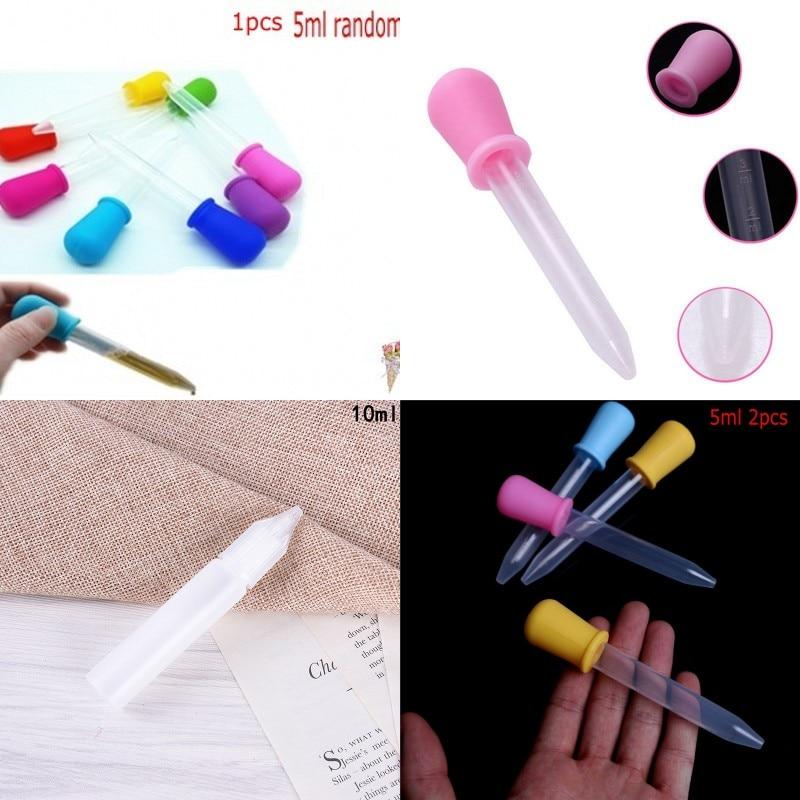 1/2pcs 5/10ML Clear Small Silicone Plastic Feeding Medicine Liquid Eye Ear Graduated Pipette Dropper For School Lab Supplies