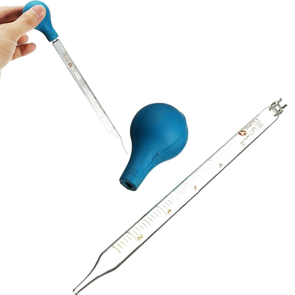 Hot Sale Rubber Head Glass Dropper Glass Pipette Lab Dropper Pipet With Scale Line Blue&Transparent