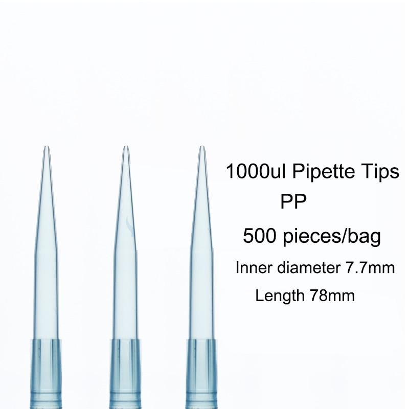 500 Pieces Lab Disposable PP Blue 1000ul Pipette Tips