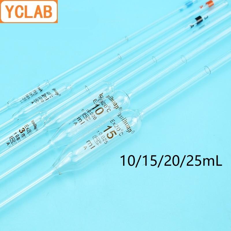 YCLAB 10/15/20/25mL Volumetric Pipettes Glass Class A with One Mark and Belly Laboratory Chemistry Equipment