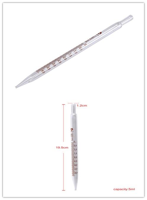1pc Lab Chemistry Glass Transfer Pipettes With Clear Scale 5ml 10ml Graduated Pipette Dropper Dispensing