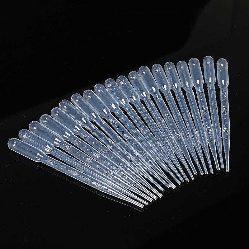 100pcs/set 3ML Transparent Pipettes Disposable Safe Plastic Eye Dropper Transfer Graduated Pipettes for Lab Experiment Supplies