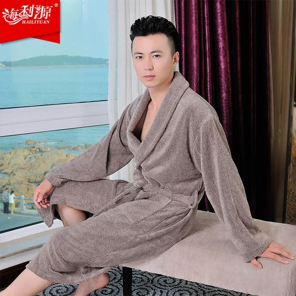 TOP Grade 100% Cotton Bathrobe,plus size cotton man bathrobe