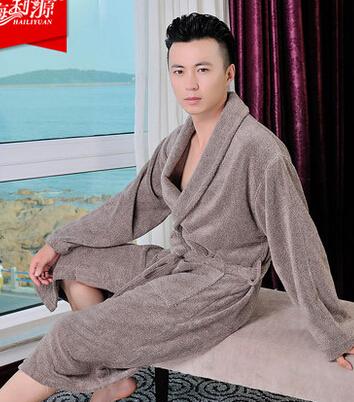 TOP Grade 100% Cotton Bathrobe,plus size cotton man bathrobe