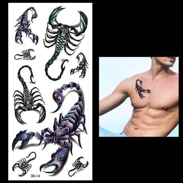 New 1PC Fashion Women Men Waterproof Temporary Tattoo Removable Simulation Vivid Body Art 3D-14 Scorpion Defiler Halloween
