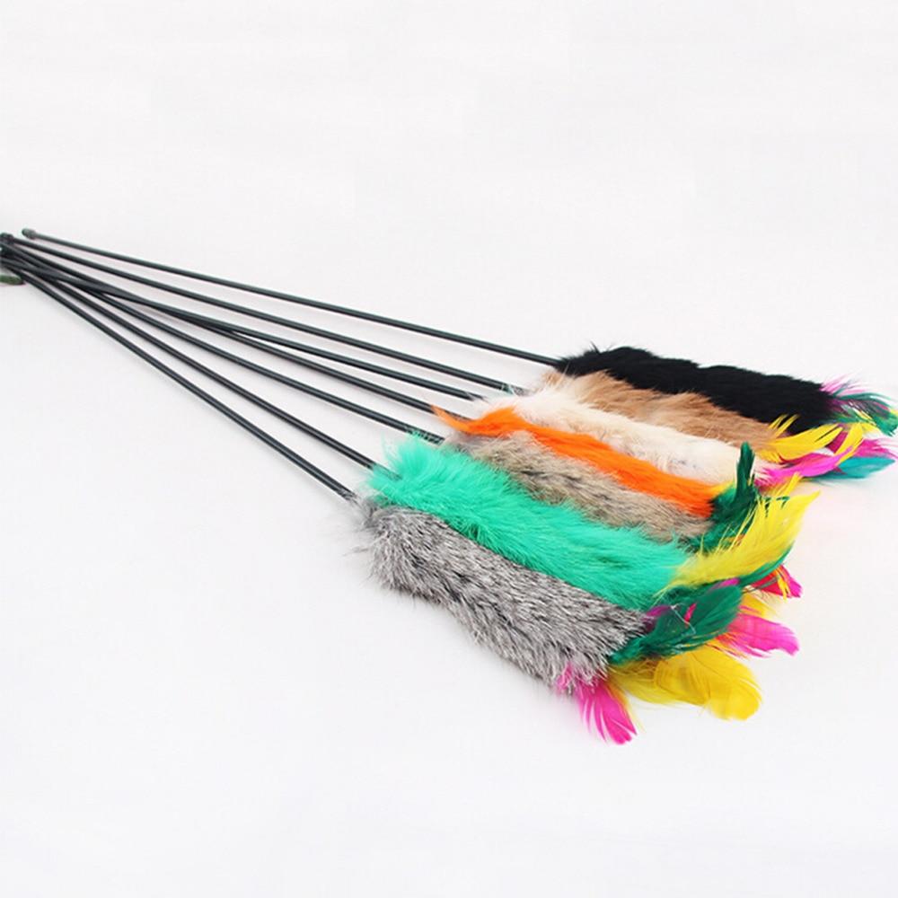 Pet Cat Toy Feather Plastic Ball Funny Cat Stick Colorful Feathers Funny Cat Rods Pet Interactive Toys cat teaser Drop Shipping