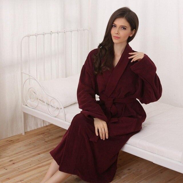 Cotton bathrobe men pajamas XXL women sleepwear nightgown thicken long soft towel fleece loves autumn winer red blue