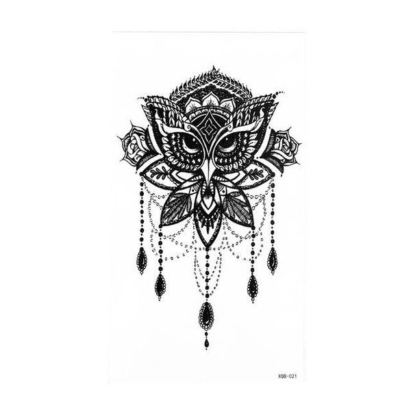 1 Pieces Compass Arrows Hot Black White Large Flower Henna Temporary Tattoo Black Mehndi Style Waterproof Tattoo Sticker