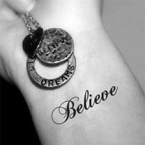 HC1136 Sexy Tattoo Stickers Body Art Harajuku Fake Tattoo Waterproof Temporary Tattoo Stickers Men Women Letter Believe Design
