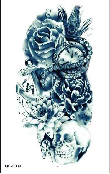 Temporary tattoos 3D black Robot mechanical arm fake transfer tattoo stickers hot sexy cool men spray waterproof designs C058