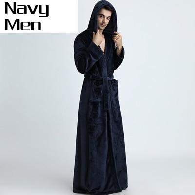 Lovers Plus Size Hooded extra Long Flannel Warm Bathrobe Men Women Thickening Winter Kimono Bath Robe Male Dressing Gown Robes