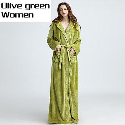 Lovers Plus Size Hooded extra Long Flannel Warm Bathrobe Men Women Thickening Winter Kimono Bath Robe Male Dressing Gown Robes